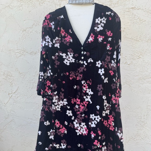 Anne Klein Black and White Floral Midi Dress sku011 - Picture 1 of 10